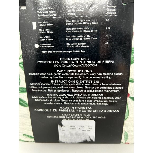 NEW Lauren Ralph Lauren Christmas Tablecloth 60x84 Rectangle Holly Berry Green R - Picture 4 of 5